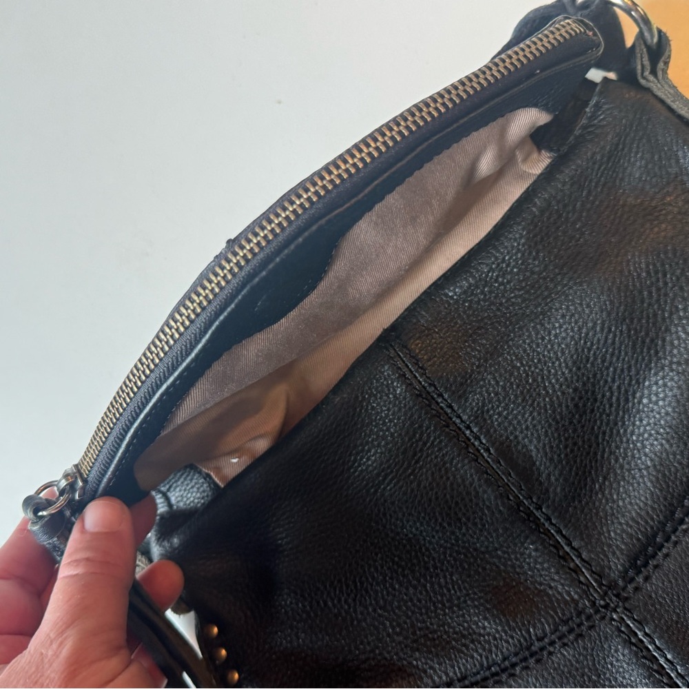 Vintage The Sak Black Leather Western Rocker Women's Shoulder Bag Purse - Picture 12 of 13